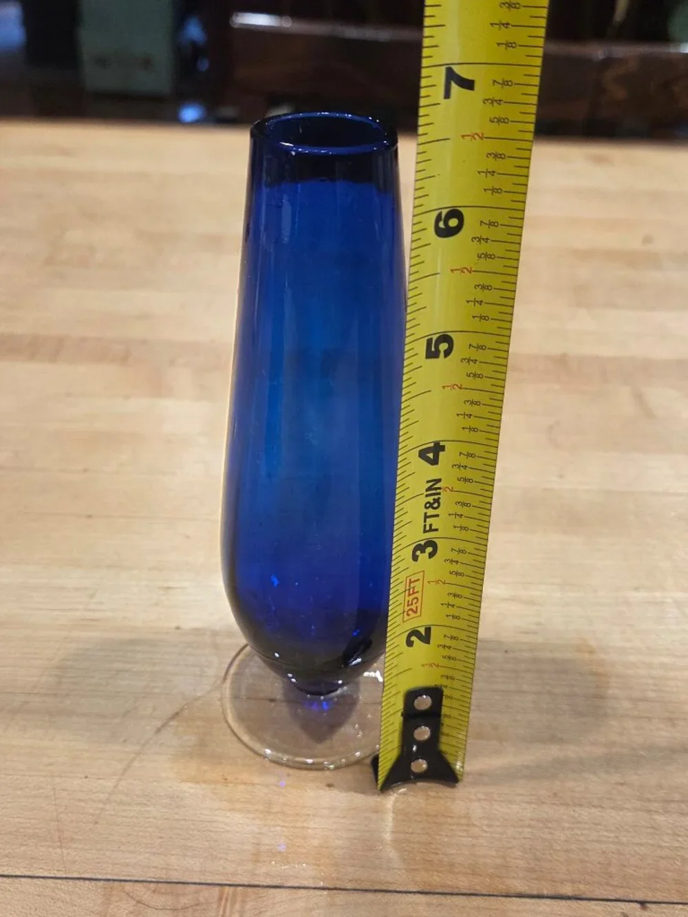 Vintage Aseda Sweden Bo Borgstrom Cobalt Blue Bud Vase with Clear Base